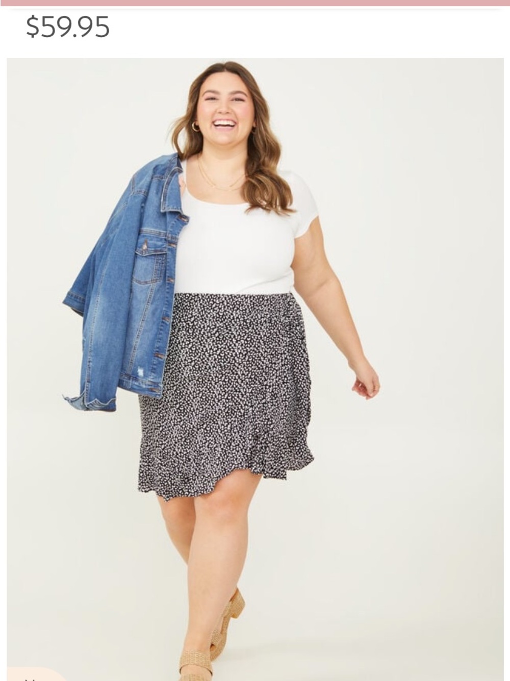ARULA Black and White Mini Skirt with Ruffle Hem